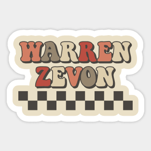 Warren Zevon Checkered Retro Groovy Style Sticker